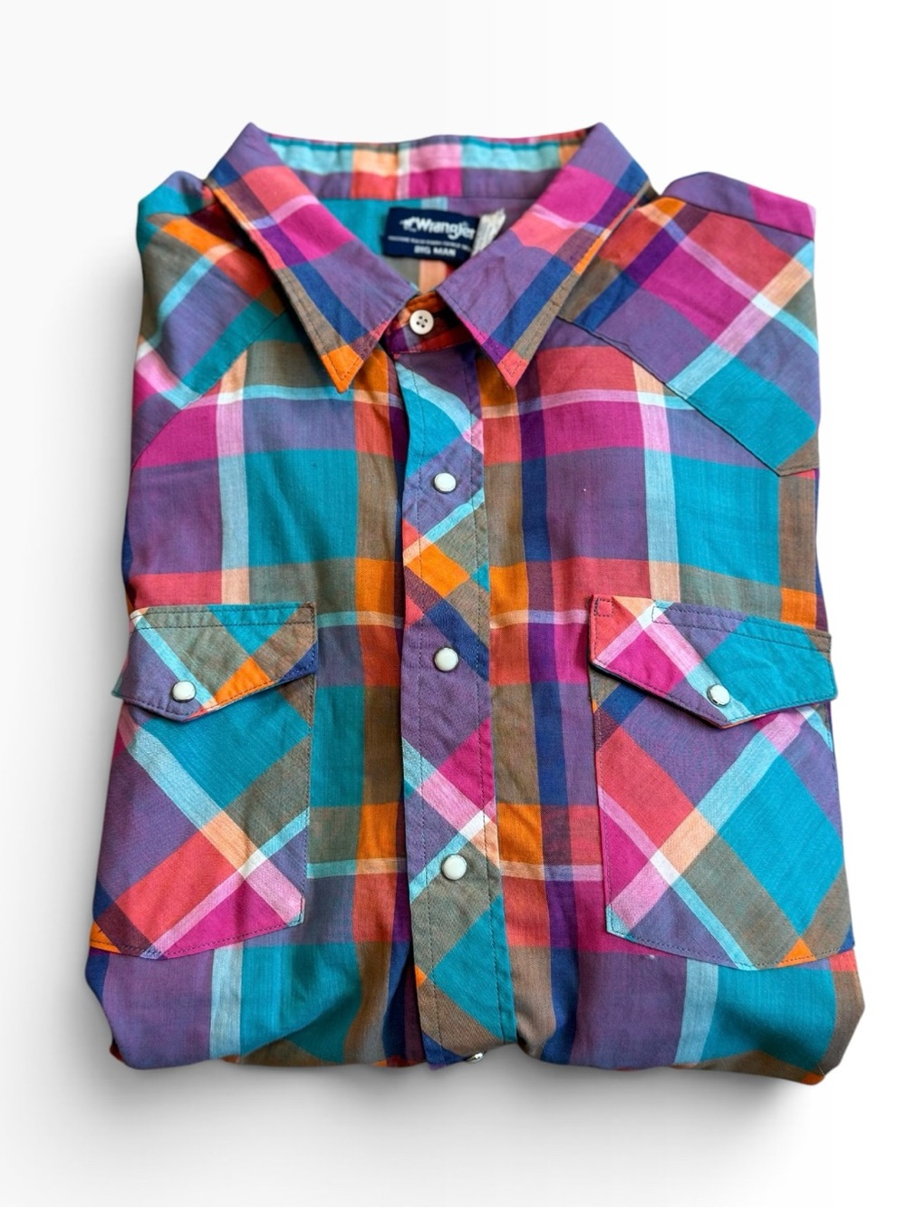 Vintage Wrangler Big Man Shirt Men 3X Multicolor Western Cowboy Pearl Snap